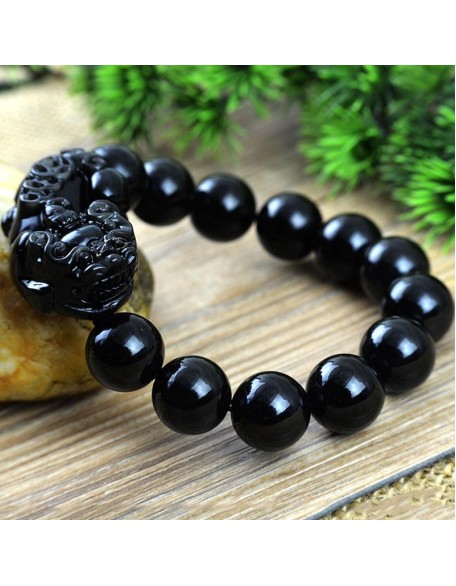 Black Obsidian Pixiu Bracelet - Wealth Protection