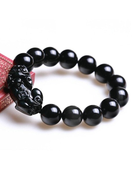 Black Obsidian Pixiu Bracelet - Wealth Protection