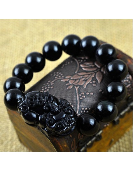 Black Obsidian Pixiu Bracelet - Wealth Protection