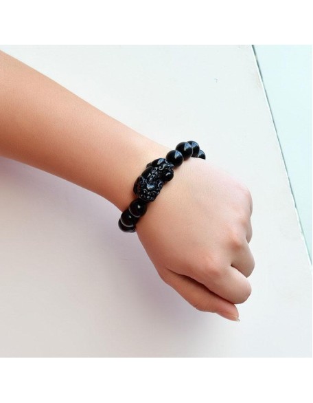 Black Obsidian Pixiu Bracelet - Wealth Protection