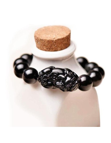 Black Obsidian Pixiu Bracelet - Wealth Protection