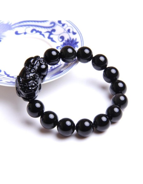 Black Obsidian Pixiu Bracelet - Wealth Protection