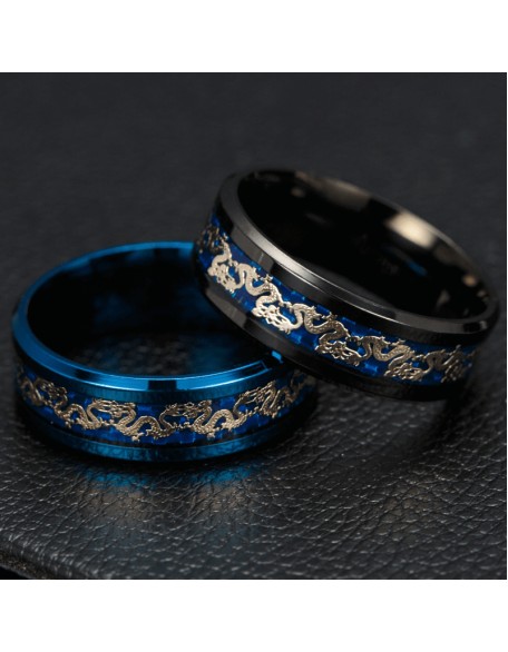 Chinese Dragon Inlay Ring - Attract Luck