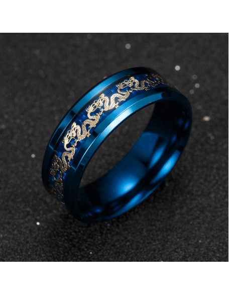 Chinese Dragon Inlay Ring - Attract Luck