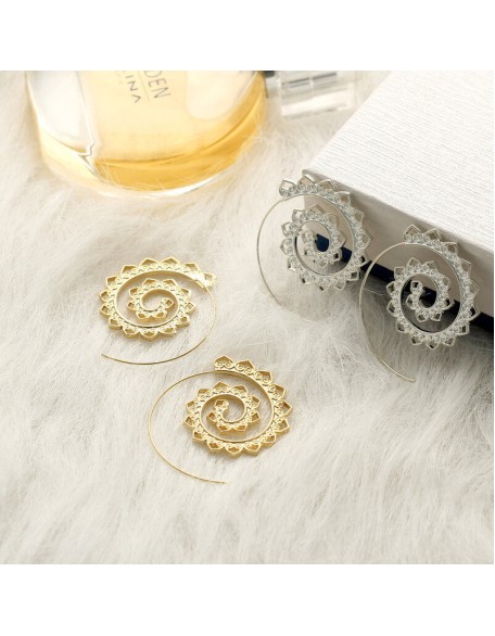 Spiral Hippie Hoops - Large Statement Earrings