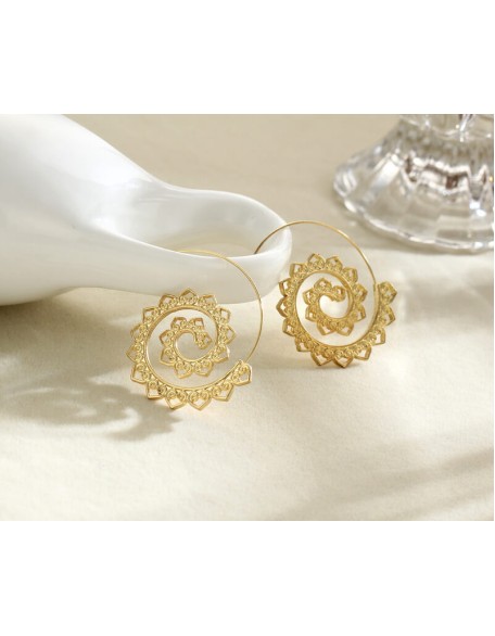 Spiral Hippie Hoops - Large Statement Earrings