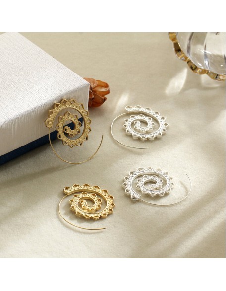 Spiral Hippie Hoops - Large Statement Earrings