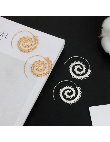 Spiral Hippie Hoops - Large Statement Earrings