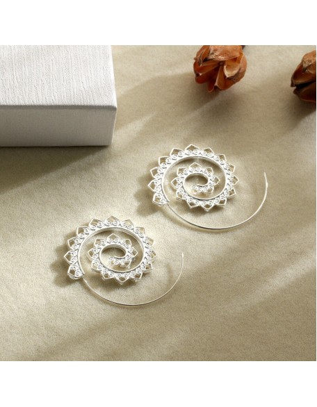 Spiral Hippie Hoops - Large Statement Earrings