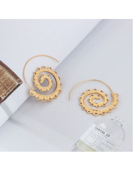 Spiral Hippie Hoops - Large Statement Earrings