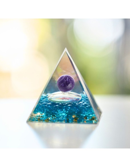 Amethyst Orgonite Pyramid - Orgone Energy Generator