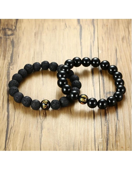 Grounding Agate and Lava Stone Bracelet Set