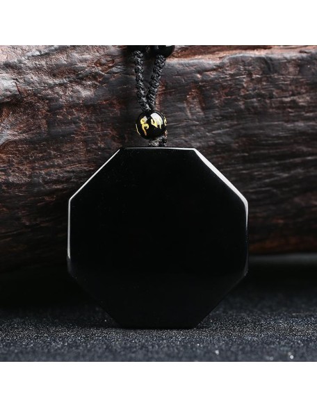 Obsidian Yin and Yang Necklace - Bagua Pendant