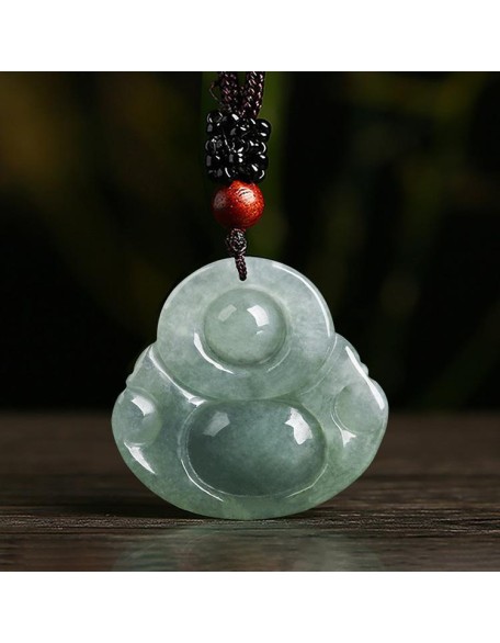 Jade Laughing Buddha Necklace - Promote Happiness & Good Luck