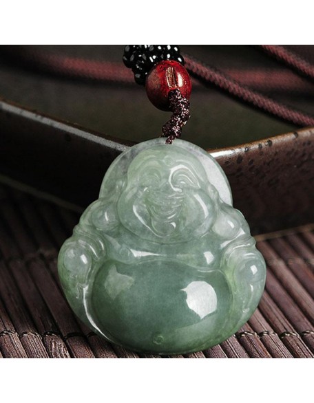 Jade Laughing Buddha Necklace - Promote Happiness & Good Luck