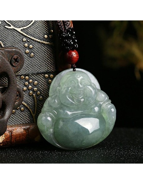 Jade Laughing Buddha Necklace - Promote Happiness & Good Luck