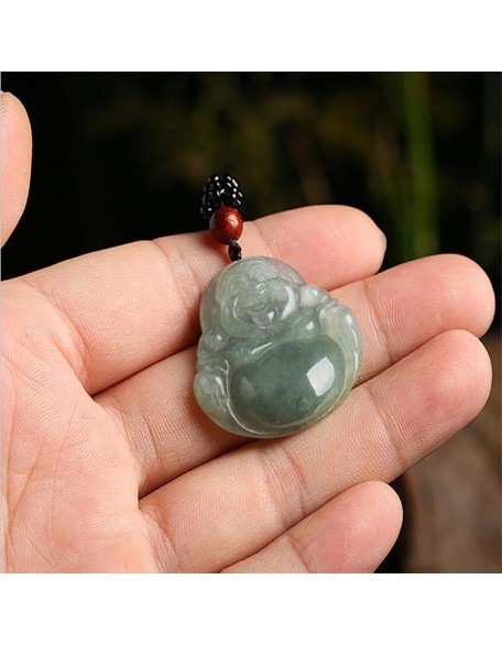 Jade Laughing Buddha Necklace - Promote Happiness & Good Luck