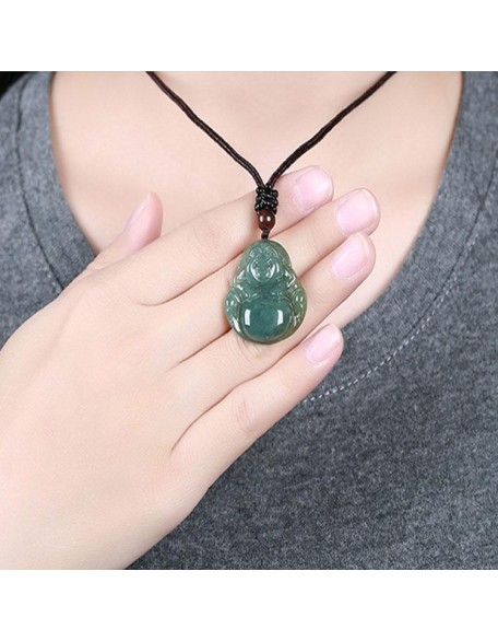 Jade Laughing Buddha Necklace - Promote Happiness & Good Luck