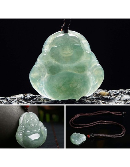 Jade Laughing Buddha Necklace - Promote Happiness & Good Luck