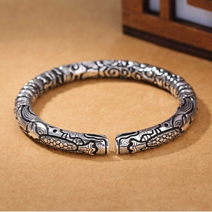 Ancient Silver Dragon Cuff Bracelet