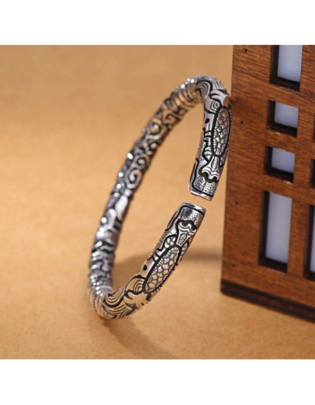 Ancient Silver Dragon Cuff Bracelet