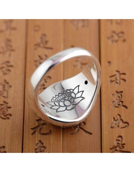 Lotus Mantra Ring – Om Mani Padme Hum - Silver, Gold