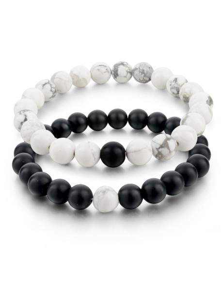 Black & White Distance Bracelets Bundle - For Couples