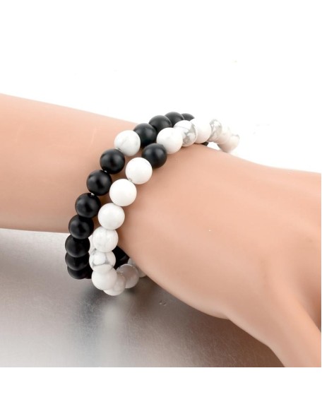 Black & White Distance Bracelets Bundle - For Couples