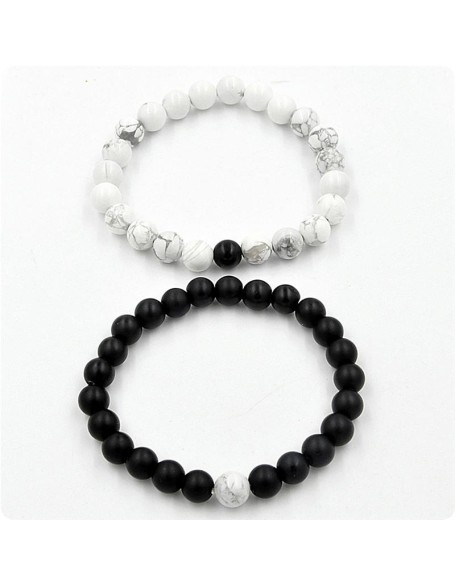 Black & White Distance Bracelets Bundle - For Couples