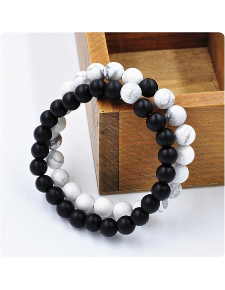 Black & White Distance Bracelets Bundle - For Couples