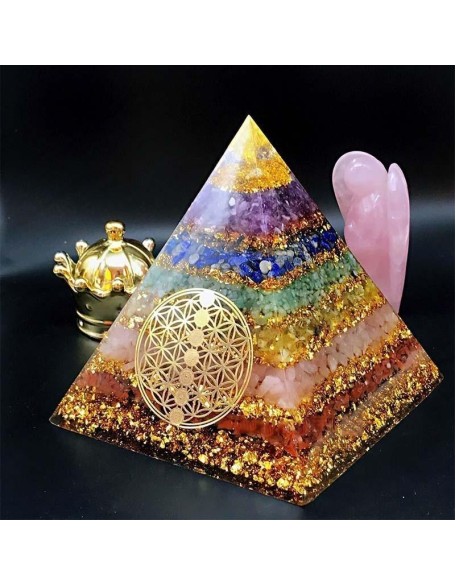 Seven Chakra Healing Orgone Pyramid