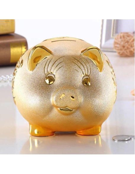 Gold Chinese Piggy Bank - Ceramic