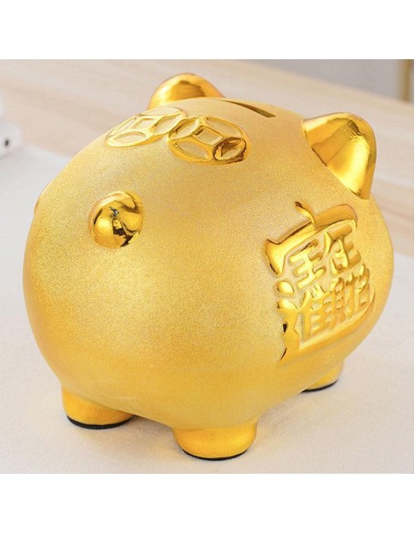 Gold Chinese Piggy Bank - Ceramic