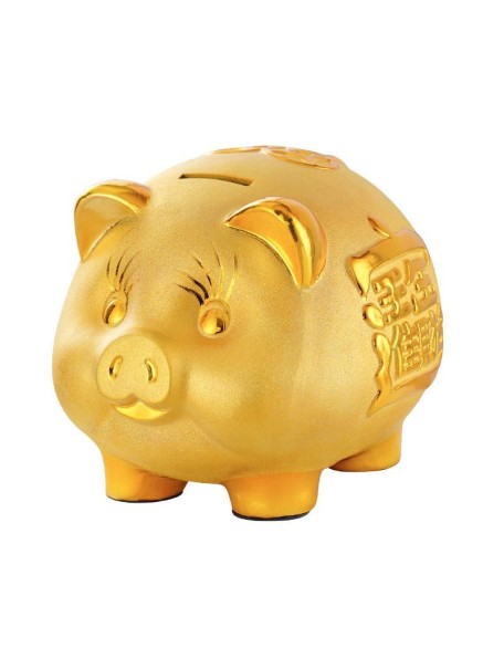 Gold Chinese Piggy Bank - Ceramic