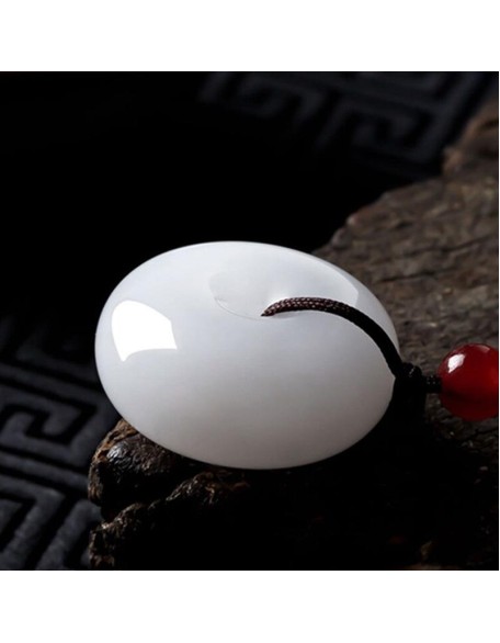 White Jade Disk Necklace - For Purity & Good Things