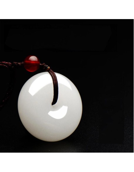 White Jade Disk Necklace - For Purity & Good Things