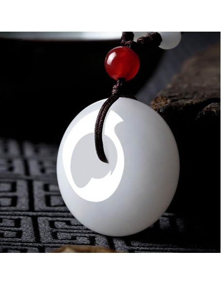 White Jade Disk Necklace - For Purity & Good Things