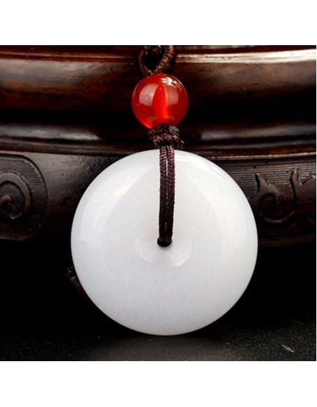 White Jade Disk Necklace - For Purity & Good Things