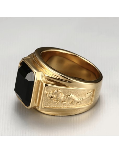 Black Crystal Lucky Dragon Ring