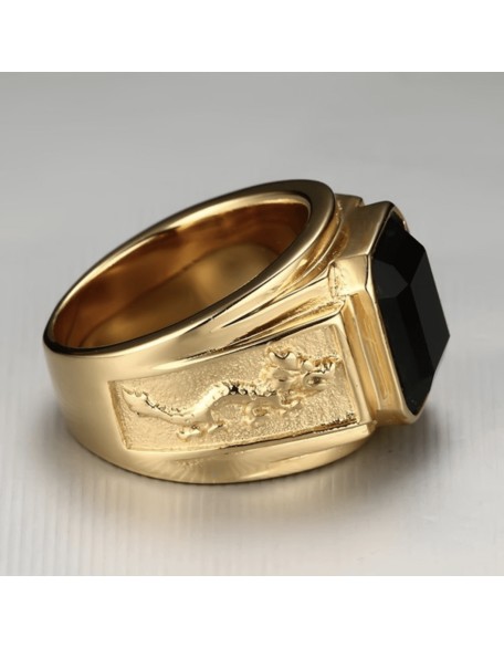 Black Crystal Lucky Dragon Ring