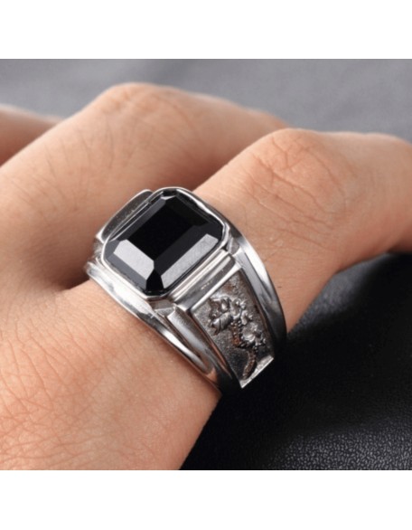 Black Crystal Lucky Dragon Ring