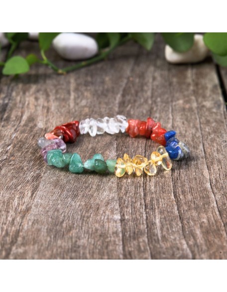 7 Chakra Raw Crystal Bracelet