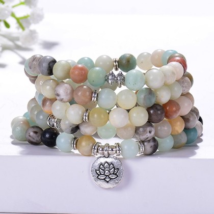 Amazonite 108 Mala Beads - Tibetan Prayer Beads