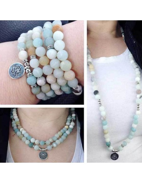 Amazonite 108 Mala Beads - Tibetan Prayer Beads