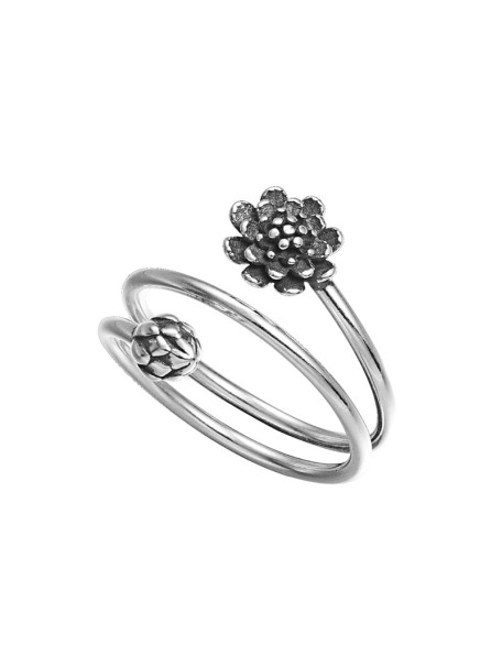 Silver Triple Wrap Lotus Ring - Beauty, Wisdom & Purity