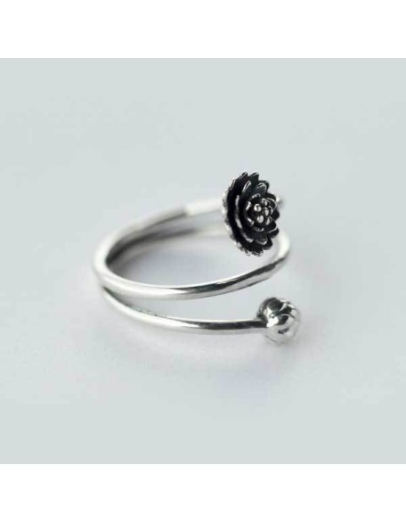 Silver Triple Wrap Lotus Ring - Beauty, Wisdom & Purity