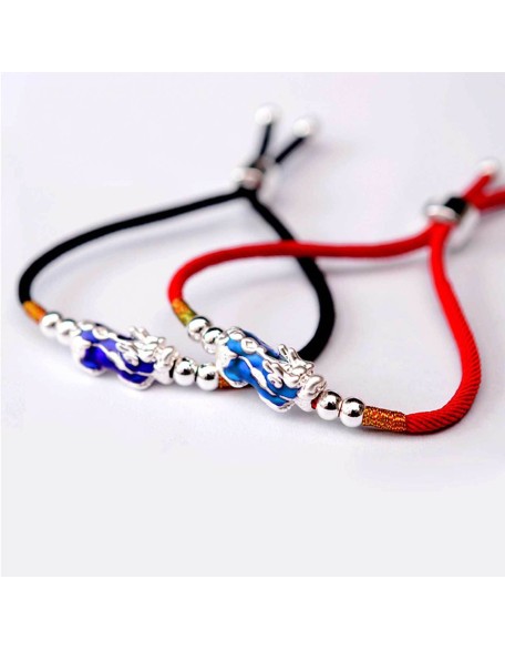 Temperature Color Changing Pixiu Bracelet - Handwoven Rope