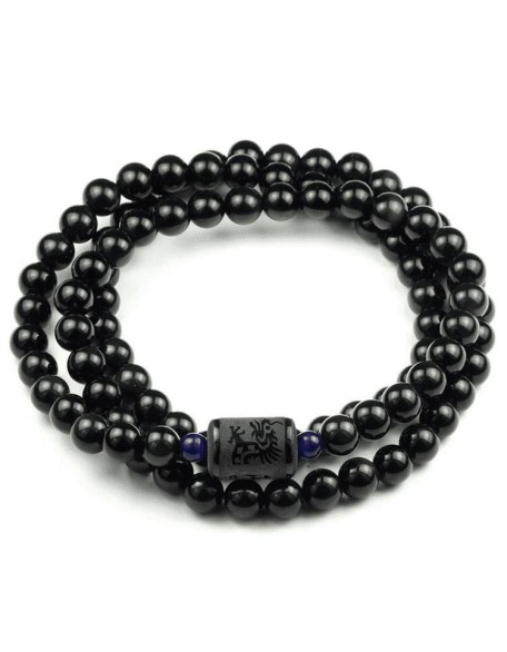 Dragon and Phoenix Obsidian Bracelet Wrap - Inspire Honesty and Eternal Love