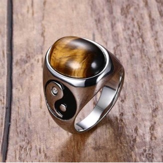 Yin Yang Tiger’s Eye Protection Ring