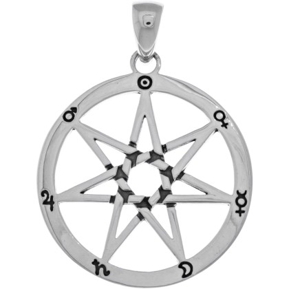 Jewelry Trends Faery Septagram Seven Point Star Fairy Sterling Silver Pendant Necklace 18"